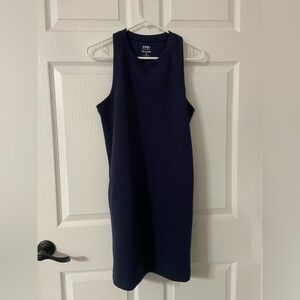 T31a- YOUR PERSONAL BEST Navy Neo-Knit ON THE GO Midi Active Dress